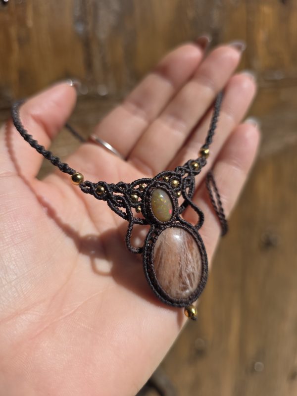 Collar opalo etiope y piedra sol