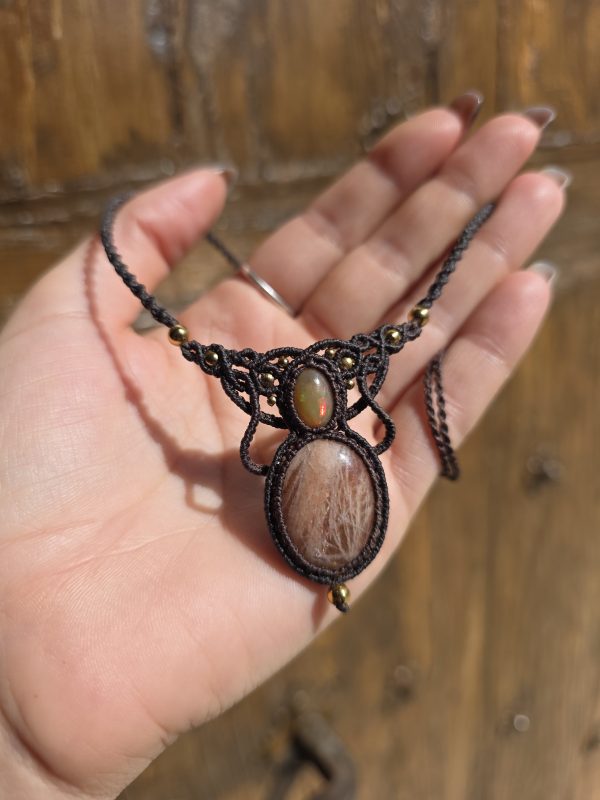 Collar opalo etiope y piedra sol