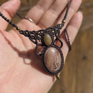 Collar opalo etiope y piedra sol