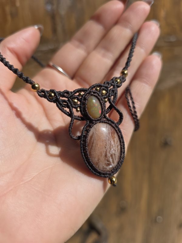 Collar opalo etiope y piedra sol