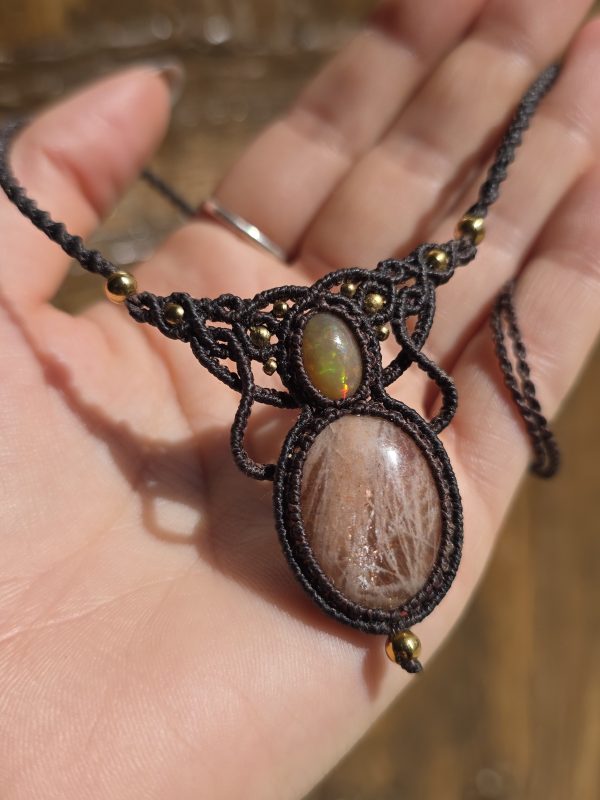 Collar opalo etiope y piedra sol