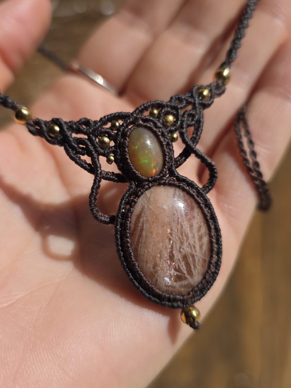 Collar opalo etiope y piedra sol