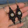 Pendientes con piedra luna en latón
