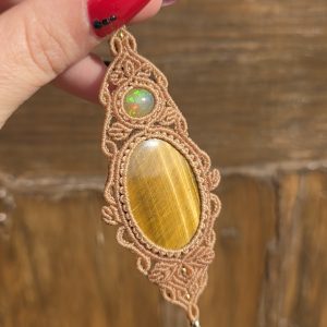 Colgante opalo etiope y ojo de tigre